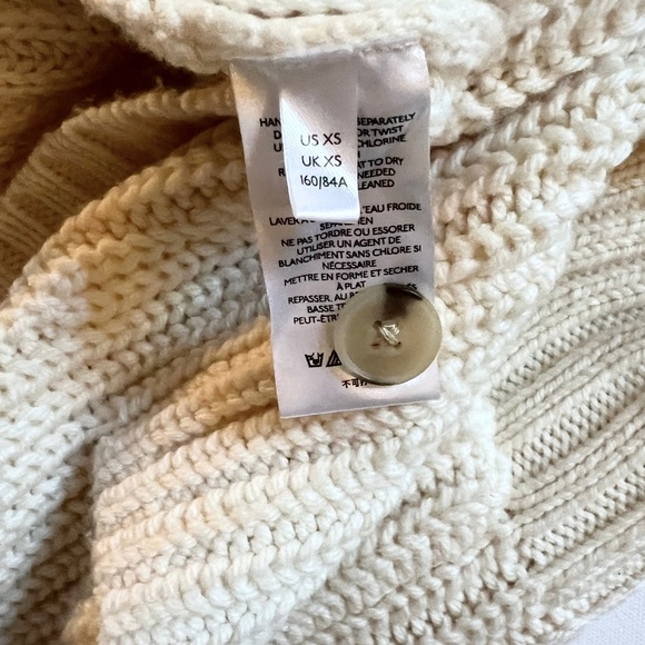 Anthropologie Oversized Wool Blend Deep V Cardigan Sweater Cream XS EUC - Picture 6 of 6